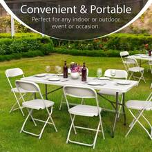 3/3.5/4/5.5/6/8 Ft Plastic Folding Table Perfect Indoor/Outdoor Dining Parties - White - View 6