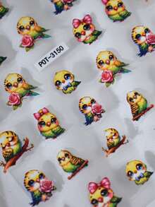 1pc Cute Parrot Nail Stickers, Self-Adhesive One-Time Embossed Nail Art Decor, Adorable Style Suitable For Gatherings With Friends, Vivid Pattern Easy To Apply And Firmly Stick - Multicolor - View 6