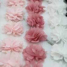 56pcs/Pack Chiffon Flower Decorations, For Headpiece, Clothing, Wedding, DIY Crafts - Multicolor - View 9