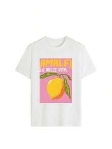 Women's Loose-Fitting T-Shirt With A Round Neck And Exquisite Print. Soft And Breathable Fabric, Comfortable To Wear, And Short Sleeves. Casual And Relaxed Fit, Versatile Style. Made From High-Quality 100% Pure Cotton (200 G). - 彩色 - 查看 1