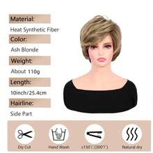 10 Inch Blonde Women's Short Straight Layered Wig, Natural Style Synthetic Hair Wig - Gold - View 8