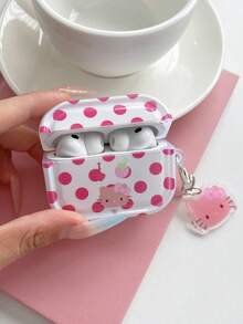 SANRIO 可爱红色波点草莓Hello Kitty表情灵感第四代、第三代Pro、1/2/3无线蓝牙软硅胶保护壳，时尚卡通少女设计 - 彩色 - 查看 2