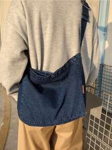 Túi đeo vai denim đa năng | Túi xách Hobo màu xanh nhạt với dây đeo điều chỉnh được | Dung tích lớn | Du lịch/Công sở/Cuối tuần - Nhiều màu - Xem 2