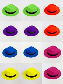 24 chiếc mũ tiệc nhựa neon, mũ Fedora phong cách gangster neon cho người lớn, mũ huỳnh quang phản ứng UV, mũ Fedora tiệc cho sinh nhật, tiệc âm nhạc, đám cưới, v.v., với hiệu ứng phát sáng trong bóng tối phong cách gangster - Nhiều màu - Xem 10