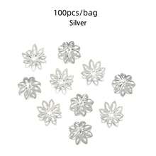 100pcs/Pack Iron Plated Octagonal Flower Bead Caps, Elegant Flower Caps For Necklace, Earrings, Pendant DIY Jewelry Making - Octagonal Flower Receptacle - View 7