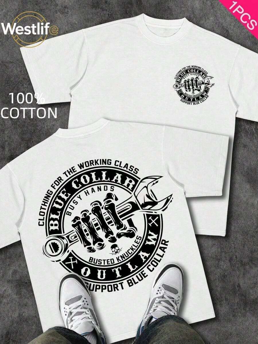 Cute Unisex Premium Casual T-Shirts, Men's Graphic Tee, Dirty Hands Clean ❤️ Money Daily Wear 100% Cotton Unisex Gift Idea For Him Or Her Urban Fashion Top - 白色 8 - 查看 1