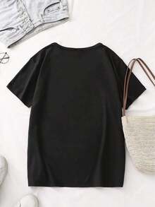 PremiumSimplicity Retro Rock 'n' Roll Car Restaurant Charm-Wo's Modern, Casual And Vibrant Sport Style T-Shirt With Print - Comfortable Short Sleeve Crew Neck Top For All Seasons - Gift Idea - 黑色 - 查看 4