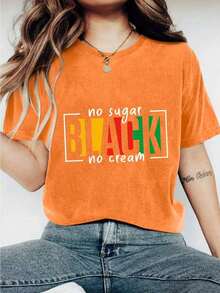 Crew Neck T-Shirt With Vibrant Letter Print - Soft, Breathable, Short Sleeve, Casual Spring And Summer Fashion Clothing For Women With Relaxed Fit And Classic Design, 100% Cotton - 杏色 - 查看 6