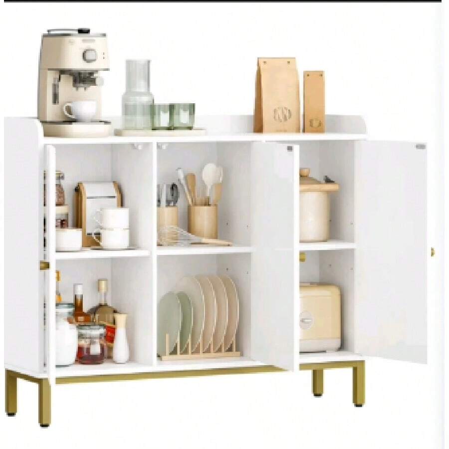 Credenza, Mobile Contenitore con 3 Ante, Credenza Multifunzionale con Ripiani Regolabili, Mobile da Soggiorno, Cucina, 30 x 100 x 80,5 cm - 1 - Visualizzare 1