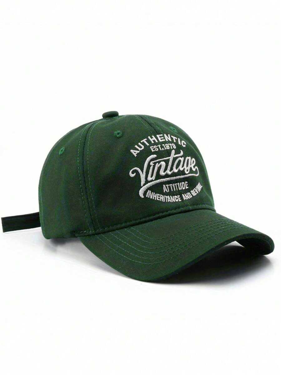 1pc Unisex Grey Letter Print Sun Protection Fashion Baseball Cap - Green - View 1