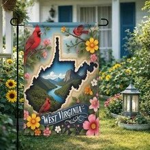 1PC West Virginia State Garden Flag Cardinal Bird Decorative Outdoor Flag Mountain River Scenic Floral Yard Banner Double Sided Weather Resistant Lawn Patio Decor For Seasonal Holiday Home Porch Outsid - Nhiều màu - Xem 4