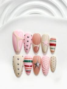 Bộ 10 phụ kiện trang trí móng tay thủ công tối giản, màu trắng ngọc trai, hình hoa 5 cánh, phong cách sang trọng, bao gồm dụng cụ làm móng (1 miếng dán gel + 1 dũa móng), 3 kích cỡ: vuông, chữ nhật ngắn, hình hạnh nhân, phù hợp cho tiệc tùng, sử dụng hàng ngày, sự kiện, chụp ảnh, đi làm mùa xuân/hè. - Nhiều màu - Xem 14