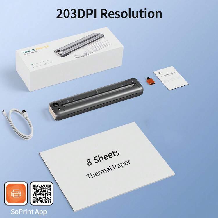 RONGTA F81 Compact Thermal Printer, Wireless Connection, Compatible With IOS And Android, Comes With 8 Thermal Paper Sheets, An Ideal Choice For Office, Study, And Travel - Dark Gray + 8 Sheets Of Thermal Paper - View 7