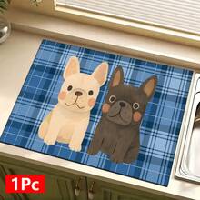 1pc Home Decor, Cute French Bulldog Pattern Absorbent Dish Drying Mat, Espresso Machine Countertop Pad, Sink Drain Mat, Soft Faucet Pad, Bathroom Cup Mat, Kitchen & Bathroom Accessories - Multicolor - View 16