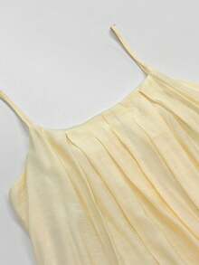 Vestido largo tirantes holgado con bolsillos, estilo vacacional verano 2026 - Amarillo - Ver 5
