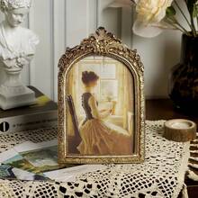 2PCS Vintage Picture Frames 4x6 Gold Frame, Gold Ornate Resin Photo Frame With Glass Front For Tabletop And Wall Mounting, Antique Arched Picture Frame For Home Decor - 2pcs - View 3