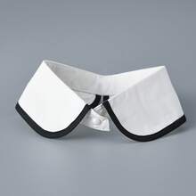 1 chiếc cổ áo rời thời trang tối giản mới dành cho nữ, phụ kiện cổ áo cơ bản đa chức năng cho áo sơ mi/áo nỉ. - Màu trắng trên nền sọc đen - Xem 6