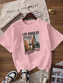 Vintage American Style Short Sleeve T-Shirt, Fashionable Short Sleeve T-Shirt For Spring And Summer 2026, Made In Mexico, 180 Grams. Cartoon Print, Couple Design, Suitable For Indoor Or Outdoor Wear. Crew Neck, Unisex, Ideal For Office And Leisure. One-Piece Pack. - PK-P631577SLNDXZGY598 - 查看 4