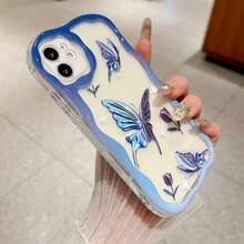 Colorful Butterfly Phone Case For IPhone 12/13 Pro/16, Suitable For Apple 12 Pro Max, Wave Edge 11 Anti-Drop Gradient Butterfly Phone Case Cover - Clear - View 3