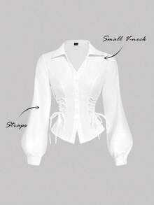 MOD Blusa blanca elegante con mangas de farol y cintura anudada, simple y versátil para el trabajo y el transporte, blusas elegantes para mujeres, camisa con lazo, blusa blanca con lazo delantero, blusas blancas elegantes, camisas y blusas, camisa con lazo, vintage, retro, estilo de dinero antiguo, blusas casuales para mujeres, blusas elegantes para mujeres, blusas de trabajo para mujeres, blusa ajustada, estilo baddie, vestido de San Valentín para mujeres, mujeres de primavera, vestido de San Valentín para mujeres, mujeres de primavera, vacaciones de verano, blusas para mujeres de fiesta - Blanco - Ver 1