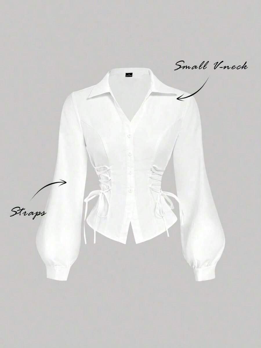 MOD Blusa blanca elegante con mangas de farol y cintura anudada, simple y versátil para el trabajo y el transporte, blusas elegantes para mujeres, camisa con lazo, blusa blanca con lazo delantero, blusas blancas elegantes, camisas y blusas, camisa con lazo, vintage, retro, estilo de dinero antiguo, blusas casuales para mujeres, blusas elegantes para mujeres, blusas de trabajo para mujeres, blusa ajustada, estilo baddie, vestido de San Valentín para mujeres, mujeres de primavera, vestido de San Valentín para mujeres, mujeres de primavera, vacaciones de verano, blusas para mujeres de fiesta - Blanco - Ver 1
