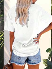 Midnight T-Shirt, Midnight Nights, Gift For Fans, Sleepless Nights, T-Shirt, Women's Oversized Midnight Graphic Tees, 100% Cotton Graphic Tee For Women, Casual Short Sleeve Crew Neck T-Shirts - 白色3 - 查看 2
