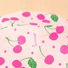 2pcs Thickened Red Cherry Print Shower Cap, Universal Shower Hair Cap, Cute Design, Suitable For Bathing And Showering, Sturdy And Durable Headwear, Secure And Snug Fit, Bathing Accessory - Cherry - View 5