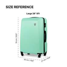 Bộ 3 hoặc 4 vali hoặc chọn vali có sẵn các kích thước 28", 24", 20", 18" inch / Kích thước xấp xỉ 75 x 50 x 30 cm hoặc 68 x 41 x 25 cm hoặc vali xách tay 55 x 40 x 20 cm hoặc vali xách tay 50 x 34 x 18 cm với bánh xe có thể tháo rời / Chất liệu ABS+ cao cấp, vali xách tay có khóa kết hợp và 4 bánh xe xoay 360°, vali có bánh xe cho các hãng hàng không phổ biến, vali du lịch nhỏ có bánh xe có thể tháo rời, hành lý du lịch bền bỉ / Màu sắc PLOVER: Xanh ngọc, Đen, Than chì, Đỏ, Vàng - Màu xanh ngọc - Xem 11