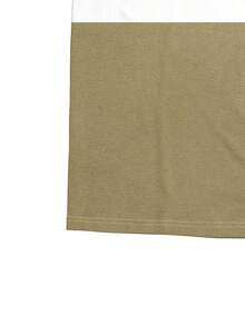 Camiseta casual de manga corta con cuello en V, de talla grande, con estampado de rayas patchwork - Multicolor 4 - Ver 3