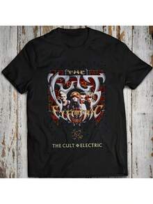 The Cult Electric Rock Band T-Shirt For Men And Unisex, 100% Cotton, Vintage Design From The Vocal Hall Album, Bold Style, Loose Fit, Casual, For Travel And Concerts, Iconic Rock Merchandise. - 黑色 - 查看 1