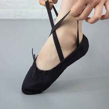 Unisex Basic Versatile Split Sole Ballet Slippers With Drawstring – Ideal For Ballet, Modern Dance, Jazz, Lyrical, Contemporary, Latin, Ballroom, Oriental Dance, Yoga, Pilates, And Fitness Workouts - Black - View 3