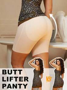 1 Piece Women's Seamless Waist Shaper, Christmas Dress Lingerie, Tummy Control And Slimming Panties, Bodysuit, Butt Enhancer Shapewear - 卡其色 - 查看 8