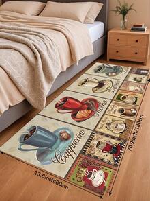 1/2pcs Coffee Kitchen Carpet, Country Farmhouse Style Decorative Kitchen Floor Mat, Non-Slip Absorbent Washable Corridor Carpet, Fun Coffee Kitchen Decoration. - Multicolor - View 14