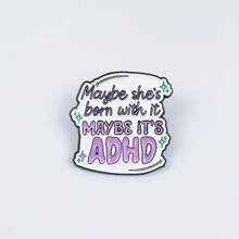 Funny Quote Enamel Brooch Set, Bear Laptop ADHD Letter Pins For Backpack, Bag & Jacket Decor - Multicolor - View 7