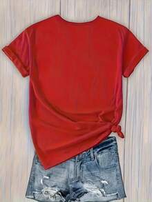 "Proud Mom Of A Class Of 2026 Graduate" T-Shirt - 1 Piece, 100% Multicolor, Crew Neck, Y2K Fashion, Vintage, Breathable, Streetwear, Casual, Versatile, Summer Essential - Gift For Family Reunions, Women's College Graduation T-Shirt - 紅色 - 查看 2