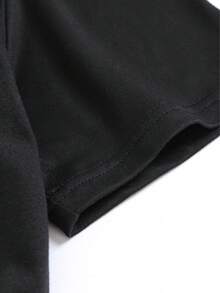 Camiseta de manga corta LightweightNana, top casual de cuello redondo, adecuada para la primavera y la ropa femenina, camiseta de color sólido a la moda, apta para todas las estaciones, perfecta como regalo, elegante e informal, una opción ideal para ropa urbana y conjuntos casuales diarios. - Negro - Ver 5