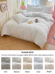 Bộ ga trải giường 2/3 món màu trắng họa tiết hoa, phong cách tối giản, chất liệu polyester, phù hợp cho mọi mùa, kiểu dáng nhà nông thôn, thích hợp cho phòng khách, phòng ngủ, ký túc xá (1 ga trải giường + 1/2 vỏ gối, không bao gồm ruột gối), có thể giặt máy, mềm mại và thoáng khí, phù hợp với giường đơn/đôi/nữ hoàng/vua. - trắng - Xem 6