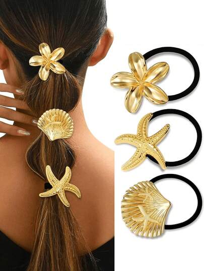 1 Stück/3 Stück Damen Metall Haarclips, modisch, elegant, Y2K Stil Glasperlen, Muschel, Seestern Haarclips, Haraccessoires, Klemmclips, Haarspangen, Haarnadeln, Kopfschmuck