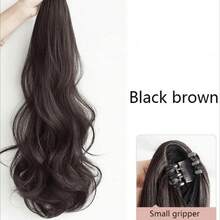 Braided Ponytail Women, Small Claw Clip High Ponytail, Curly Ponytail, Naturally Voluminous Long Hair Accessory - Nâu đen - Xem 2