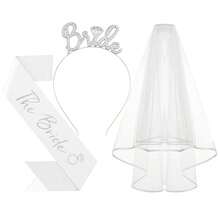 Bride To Be Headband With Sash And Veil For Bachelorette Party Decorations,Bridal Shower Favors, Accessories For Gift - Quantity Optional - View 13