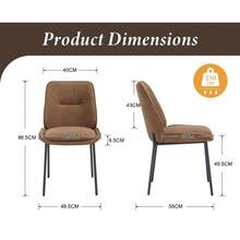 Chairus Modern Dining Chairs Set Of 2 Upholstered Kitchen Chairs In Chenille With Metal Legs For Dining Room/Kitchen/Bedroom - Brown - View 5
