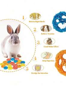 Happy Pet Rabbit Toys/Rabbit/Guinea Pig Toys, Rabbit Chew Toys, Multi-Piece Rabbit Toys, Handmade Chew Toys Suitable For Guinea Pigs, Hamsters, Small Rodents, Birthday Gifts, Holiday Gifts 14pcs/7pcs/3pcs Set - View 12