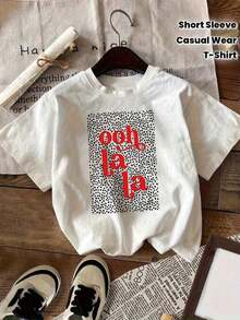 Women's Casual Short Sleeve French Style T-Shirt, Round Neck, For Summer And Spring, Women's Clothing, Fashionable Summer Cotton T-Shirt - 白色 - 查看 3