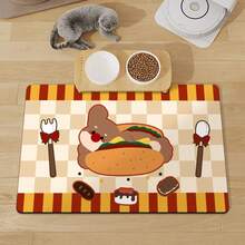 1pc Pet Feeding Mat, Cat Dog Food Mat, Prevent Food Spill And Protect Floor, Can Be Used As Dog Bowl Pad, Pet Accessory - Ginger - View 12