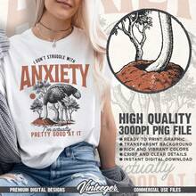 Digital Print File With Humor About Mental Health - Funny Phrase About Anxiety - Humorous Sublimation Design For Introverts - Digital Print For Sarcastic T-Shirts - 白色 - 查看 2