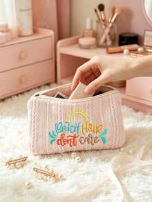 Diamond Pattern Vertical Striped Makeup Bag, Large Capacity Skincare Storage Pouch, Travel Wallet, Miscellaneous Storage Bag, Portable Makeup Bag, Suitable For Travel, Vacation, Home, Daily Shopping, Can Store Cosmetics, Keys, Etc., Suitable For Various Occasions - Multicolor - View 7