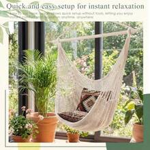 Barydat - 2 sillas de hamaca colgante estilo bohemio, para interiores y exteriores, con barras de metal desmontables de 40 pulgadas, para patio, sala de estar, recámara, jardín - Beis - Ver 5