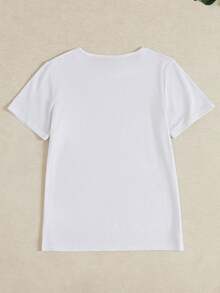Women's T-Shirts, Short Sleeve, Women's Short Sleeve T-Shirt With Round Neck, Summer Clothes For Ladies, Women's Spring And Summer Round Neck T-Shirt, Women's Clothing, Printed T-Shirt - 白色 - 查看 4