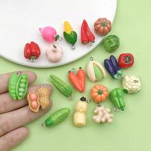10/20 Stücke süße Harz Gemüse und Obst Charms, realistische Simulation Lebensmittel Harz Anhänger für DIY Armband Halskette Ohrringe Schmuckherstellung Handwerk Accessoires - Verschiedenfarbig - Übersicht 6