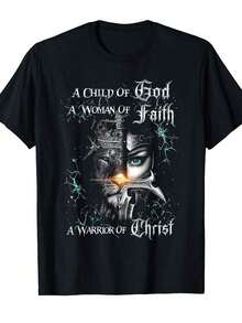 A T-Shirt For A Child Of God, A Faithful Woman, And A Warrior Of Christ - Black - View 6